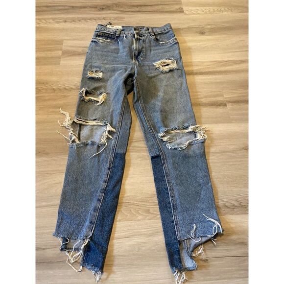 Zara TRF Denim IX'D Makers women's heavily distressed high rise jeans size 2 - Picture 1 of 10
